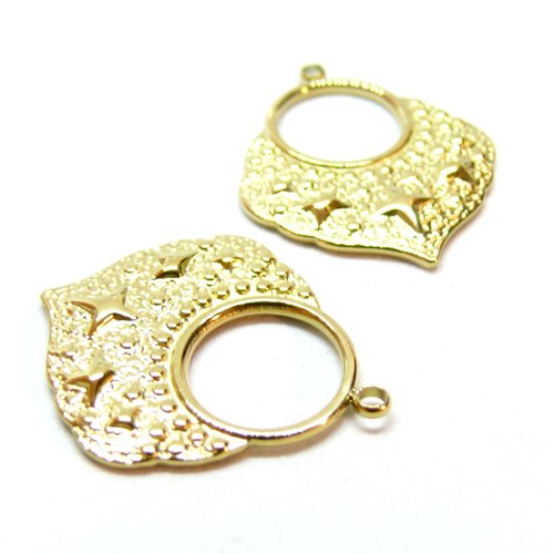 H11d02914g pax 1 pendentif, ethnique avec étoile 29.5mm, acier inoxydable 316l doré à l'or fin 18k, placage ionique