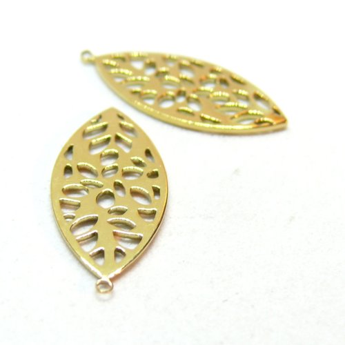 H11h18506g pax 1 pendentif, feuille 21mm, acier inoxydable 304 doré à l'or fin 18k