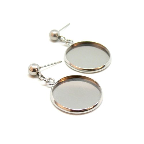 H11l226019cp pax 2 supports de boucle d'oreille puce 20mm, acier inoxydable 304 finition argenté
