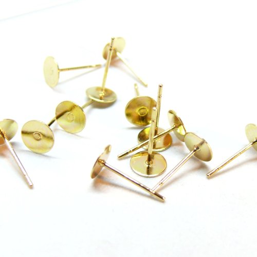 H11e0254g pax 40 supports de boucle d'oreille puce 6 mm, acier inoxydable 304, finition doré à l'or fin 18k