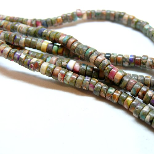 Ht10318a lot de 10 cm perles rondelles heishi 4 par 2mm jaspe synthétique coloris 18a