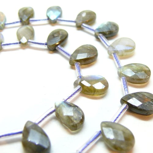 H11i24609 lot 1 perle goutte transversale 12 par 8mm, labradorite