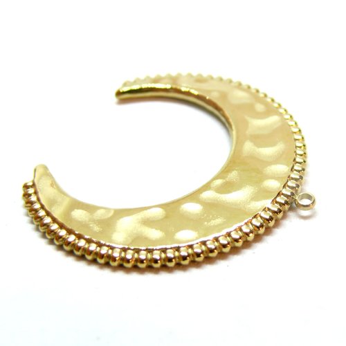 H11f28407g pax 1 pendentif lune boho chic martelé 35mm, acier inoxydable 304, finition doré 14k, placage ionique
