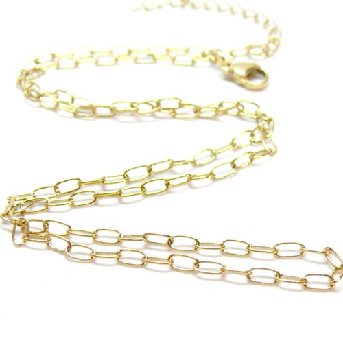H11jn03897 pax 1 collier 45 cm, maille ovale 5 par 2mm, acier inoxydable 304 finition doré, diy