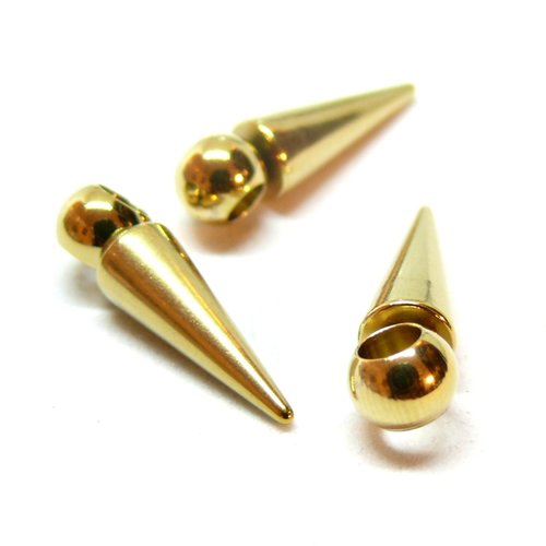 Ps110945060 pax 4 pendentifs, forme géométrique, cône 21mm, acier inoxydable 304 finition doré , placage pvd
