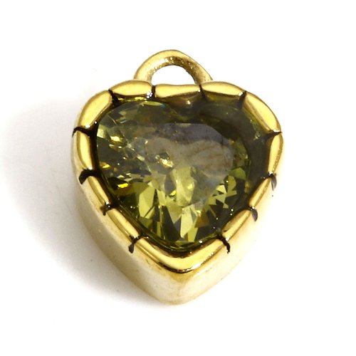 Ps110919486 pax 1 pendentif coeur travaillé avec strass 6.5mm, acier inoxydable 304 finition doré, pour bijoux raffinés