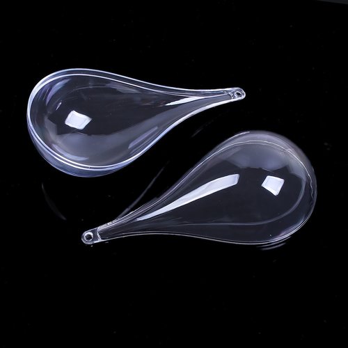 Ps110098803 pax 2 pendentifs plastique forme goutte 11mm par 5mm à remplir et à accrocher avec un ruban