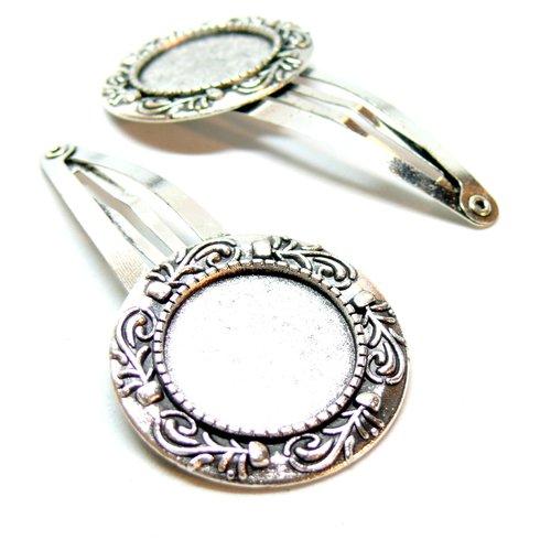 H11wg3829509 pax 2 supports de barrette clip arty 20mm, laiton finition argent antique, diy bijoux
