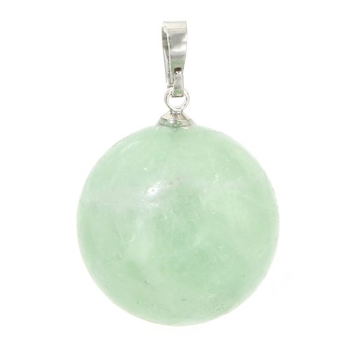 Ps11928927 pax 1 pendentif rond 18mm, fluorite avec bélière, métal finition argenté