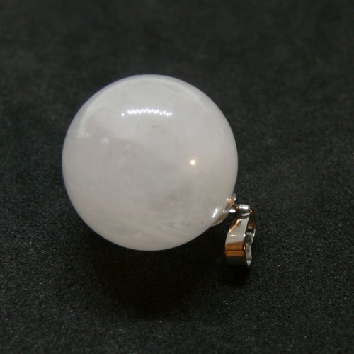 Ps11928926 pax 1 pendentif rond 18mm, quartz avec bélière, métal finition argenté