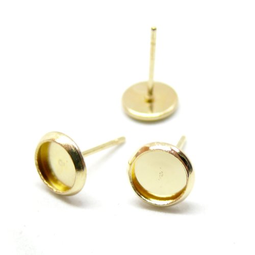 H11p21046g05 pax 10 supports de boucles d'oreille, clou puce 8mm, acier inoxydable 304, finition doré à l'or fin 18k