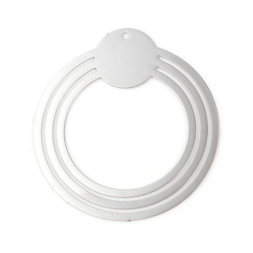 Ps11752748 pax 4 estampes, pendentif filigrane, triple cercle 30 mm, cuivre finition argent platine