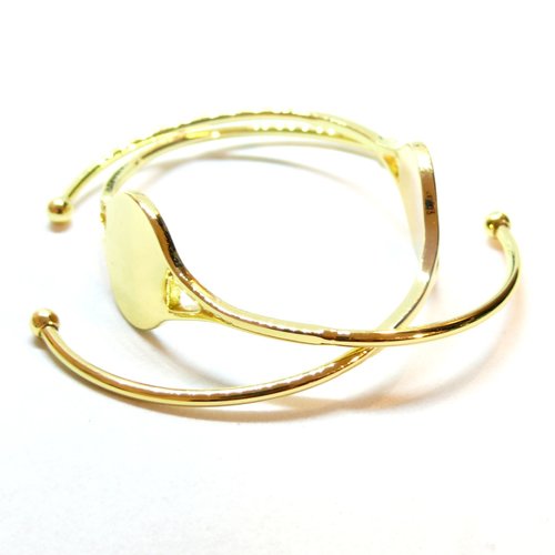 H11p168b11 pax 1 support de bracelet jonc, plateau 18mm, laiton finition doré à l'or fin 18k, diy