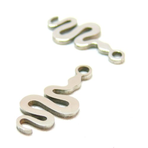 H11e01517p pax 2 pendentifs serpent 17mm, acier inoxydable, finition argenté