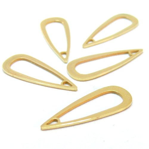H11r111la138 pax 1 pendentif, forme goutte 29mm, acier inoxydable, finition doré à l'or fin 18k