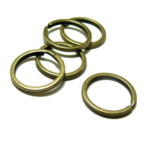 Ps1152028 pax 10 anneaux porte cles, porte clefs 20mm, métal finition bronze
