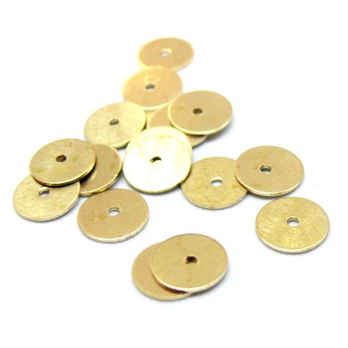 H11k24122g pax 50 perles intercalaires rondelles extra fines 8mm, laiton finition doré