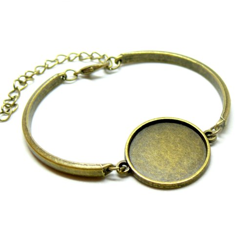 H11wh000501 pax 2 supports de bracelet demi jonc 20mm, avec chaine de confort, métal finition bronze