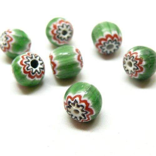 H11s197004 pax 1 perles verre, millefiori 9mm, fait main