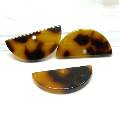 H11s111aa301 pax 4 pendentifs demi cercle 23.5mm, acétate effet carapace de tortue
