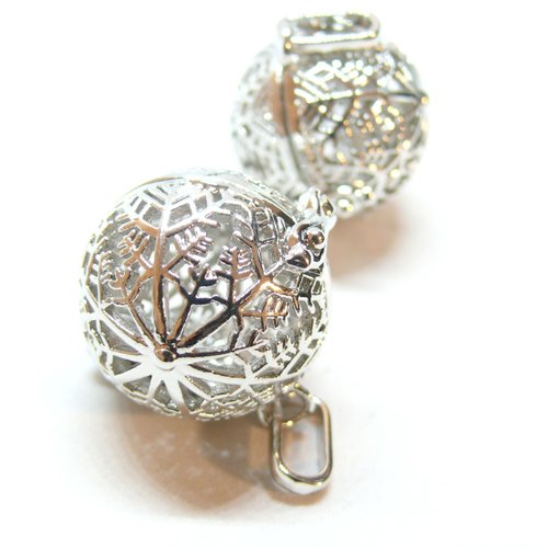 H11p23803p pax 1 pendentif cage bola grossesse flocon de neige 12mm, finition argent platine