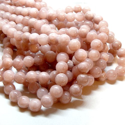H11r271 lot d'1/2 fil de 25 perles ronde, jade vieux rose laiteux 8mm, couleur yxs05