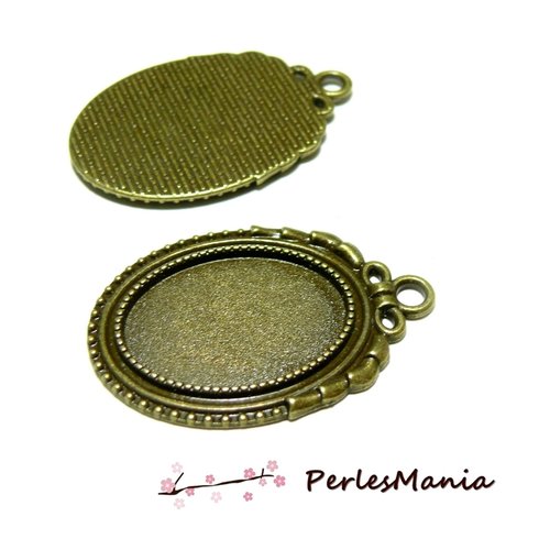 Ref 120 lot de 4 pendentifs arty ovale 18 par 25 mm, laiton finition bronze