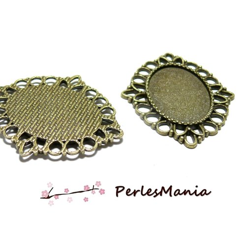 Ref 236 lot 4 pendentifs, connecteur retro ovale en 18 par 25mm, laiton finition bronze