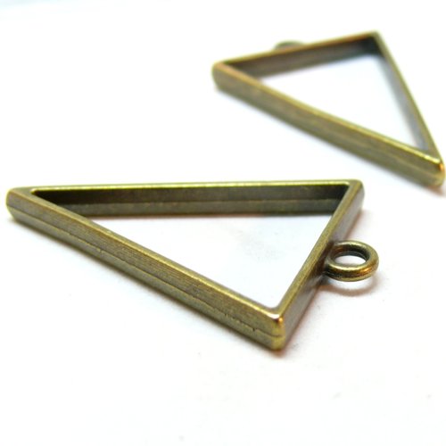 H11s04709f pax 10 pendentifs forme géométrique, triangle 39mm, métal finition bronze, pour inclusion résine....