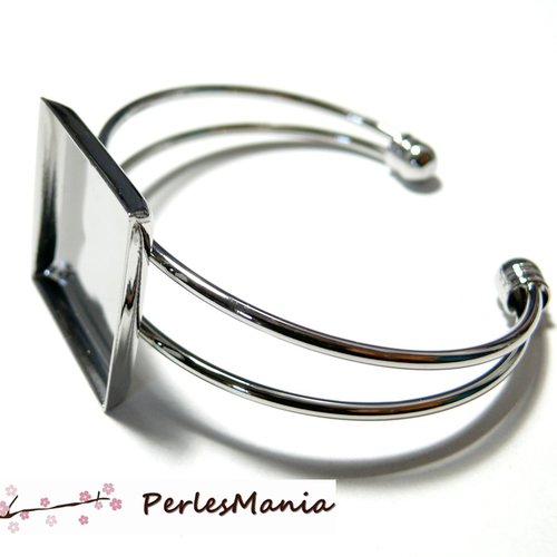 Bn1126163 pax 1 support de bracelet carre 20mm, laiton finition argent platine pour collage digitale