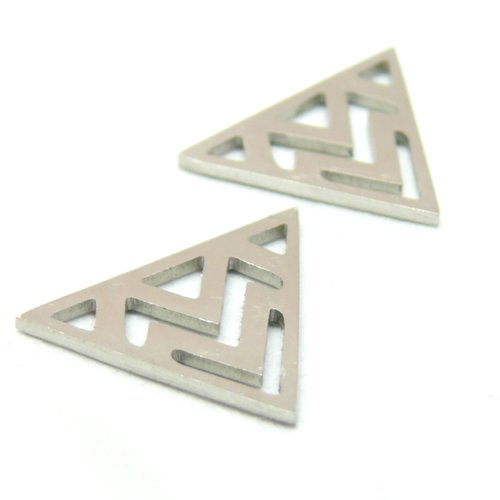 H11t054jn7881 pax 2 connecteurs triangle art déco 17mm, acier inoxydable, finition argenté