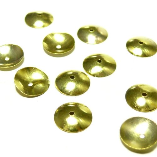 H11h75937cg pax 10 coupelles, coquille, calottes rondes lisse 7mm, laiton finition doré 24k