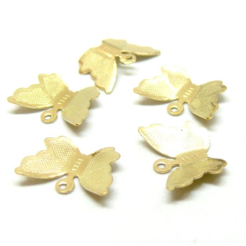 H11q243lm128 pax 10 pendentifs papillon 3d 15mm, acier inoxydable, finition doré placage pvd