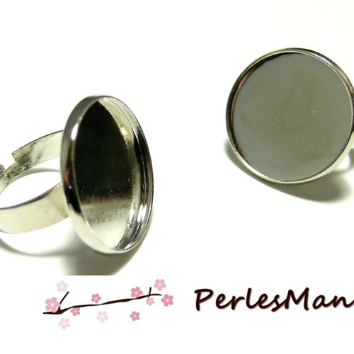 Bn119540pp pax 5 supports de bagues, pour cabochon rond 18mm, finition argent platine