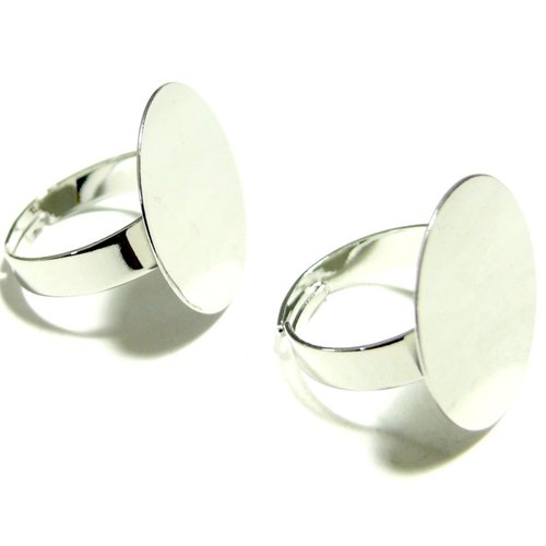 Bn114782 pax 4 supports bague, plateau lisse 20mm, laiton finition argent platine rhodié