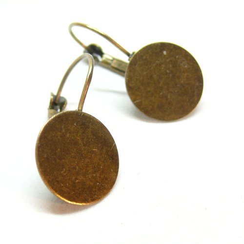 Bn1126899br pax 10 supports de boucle d'oreille, dormeuse plateau lisse 14mm, laiton finition bronze