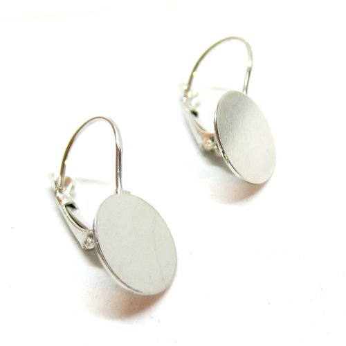 Bn1126898 pax 10 supports de boucle d'oreille, dormeuse plateau lisse 12mm, laiton finition argent platine