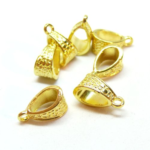 H11ko2bo12 pax 10 bélières, attache pendentif martelées métal couleur doré