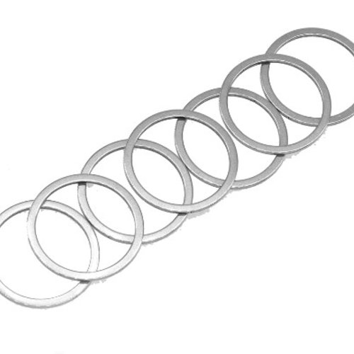 Bu11210205173615bis pax 10 pendentifs, anneaux, connecteur 26mm, acier inoxydable 304 finition argent
