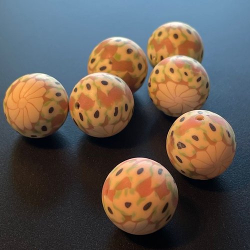 H11fm212y20 lot de 4 perles en pâte polymère 15mm, diy pour création de bijoux