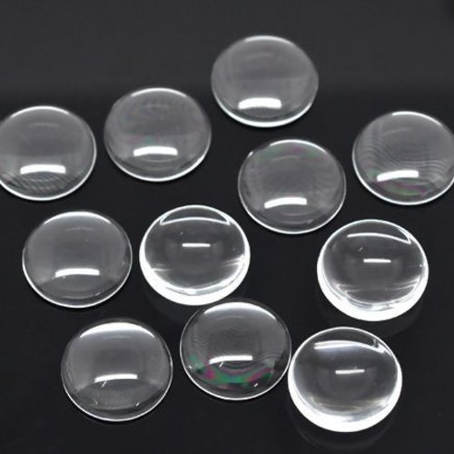 H11r026 pax 20 cabochons en verre transparents 8 mm