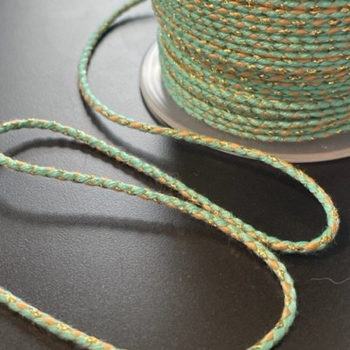 H11z003 lot de 2 mètres de cordon tressé et fil métallisé doré 1.5mm coloris c21