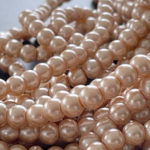 Ref 2g5315 - 1 fil environ 160, perles de verre, nacre, champagne, 6mm