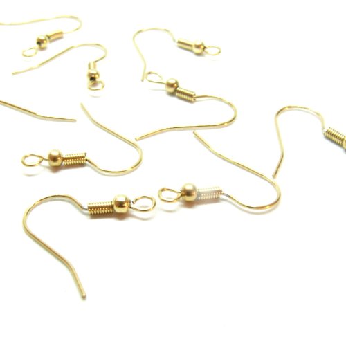 Hf07541 pax 10 boucles d'oreille crochets 21 mm, acier inoxydable 304, doré l'or fin 18k, placage ionique ip