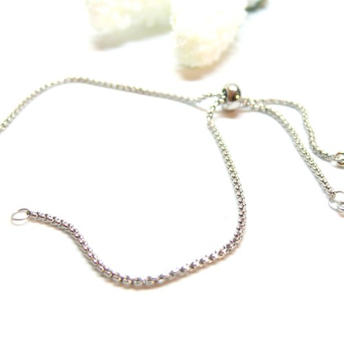 H11jb0078101 pax 2 bracelets réglable, ajustable 26.6cm, maille paloma 1.2mm, acier inoxydable 304 finition argent platine