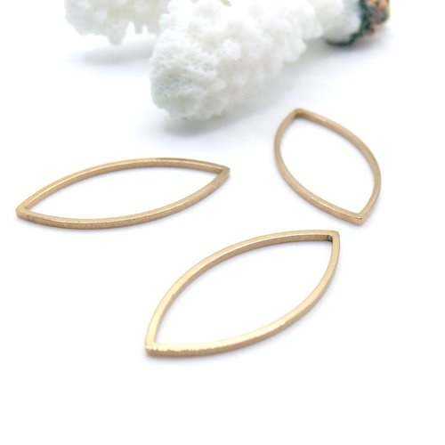 H11c03001bg – lot de 4 pendentifs anneau forme navette 26mm – acier inoxydable doré