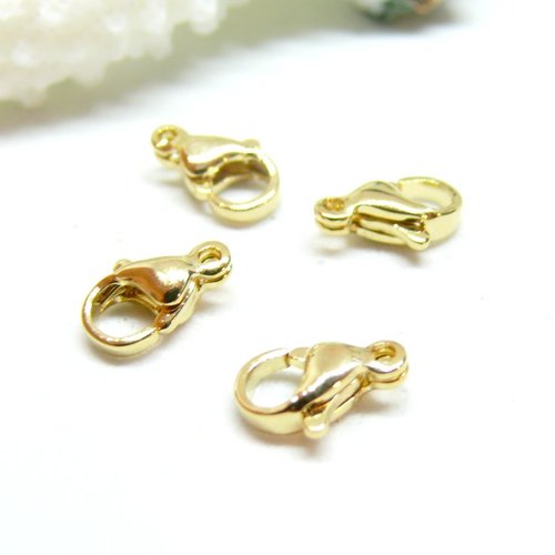 H11t040pj2129 – lot de 10 fermoirs mousquetons 9mm – acier inoxydable 304 doré