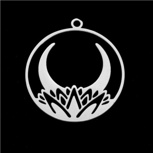 H11t056la3111 – lot de 1 pendentif corne boho chic 32mm – acier inoxydable argenté