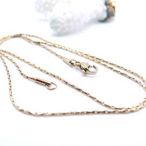 H11s420005bg – lot 1 collier sautoir matinée 50 cm – acier inoxydable 304 doré à l’or fin 18k – maille haricot 0.9mm – pvd