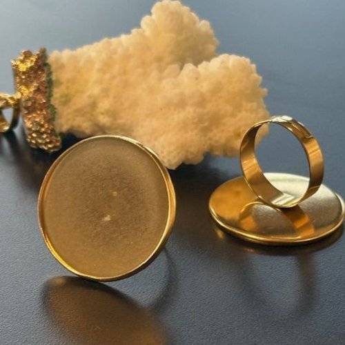 H11p29101hg– lot de 1 support de bague 25mm – acier inoxydable 304 doré à l'or fin 18 k, placage ionique